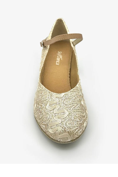 gold ballroom shoe low heel