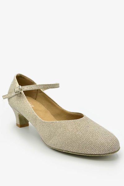 gold ballroom shoe low heel